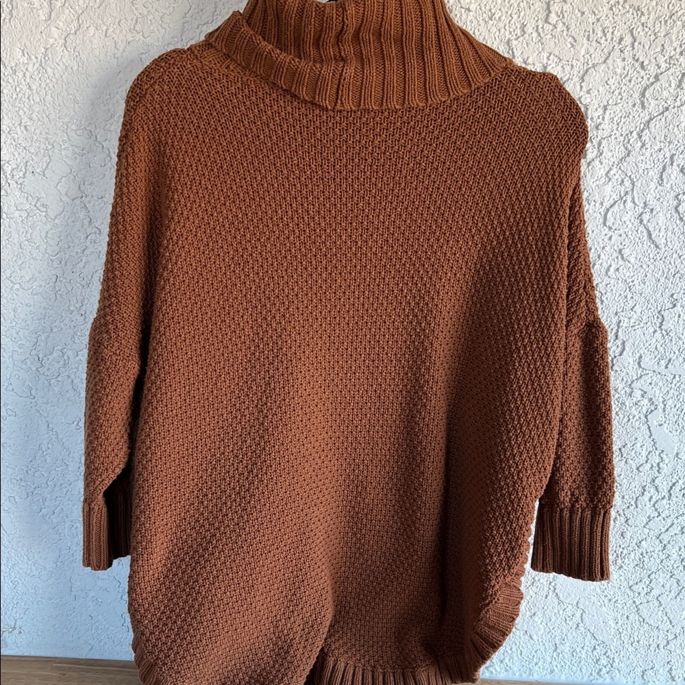 EXPRESS Cozy Brown Turtleneck Sweater - Picture 11 of 12